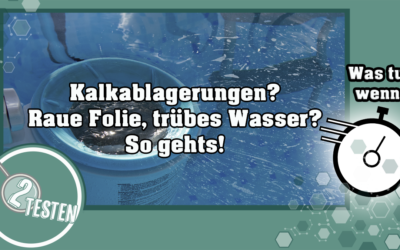 Kalkablagerungen? Raue Folie, trübes Wasser?